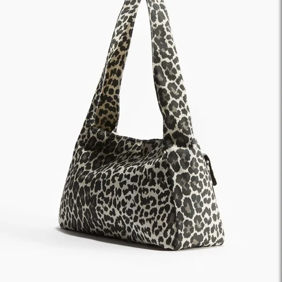 H&M Stylish Leopard Print Women's Twill Canvas Cotton Shopper Tote Bag - Picture 4 of 4